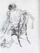 Rococo Model Charcoal Carl Larsson